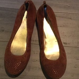 Jcrew brown suede studded ballet flat size 9